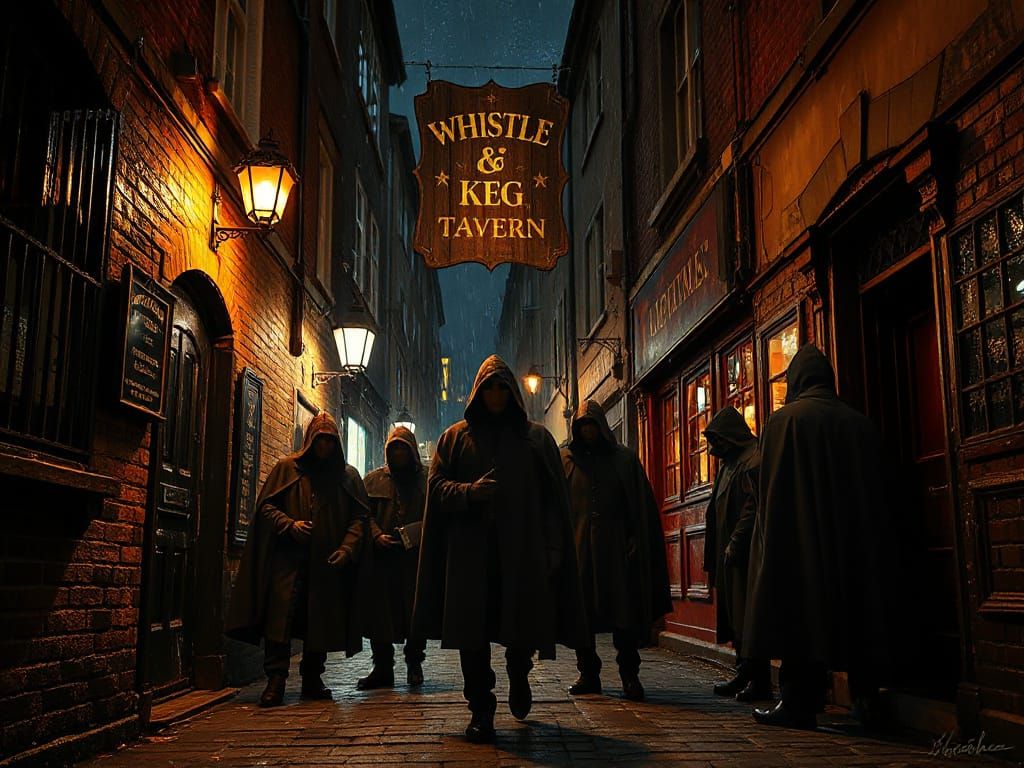 Victorian London Alley Conspiracy in Rainy Night