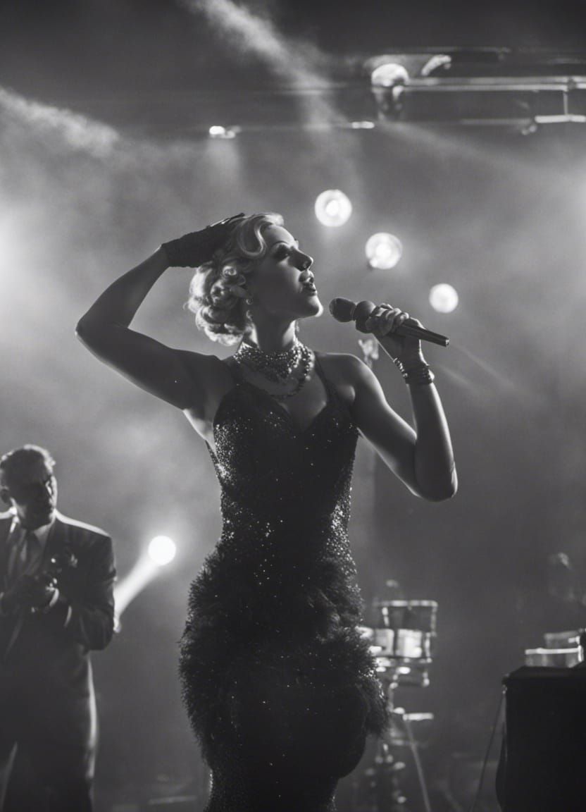 1930s Nightclub Singer in Film Noir Style