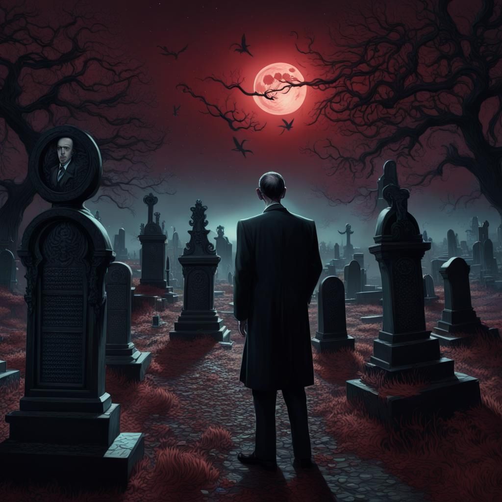 Eldritch Graveyard Scene in Detailed Digital Illustration