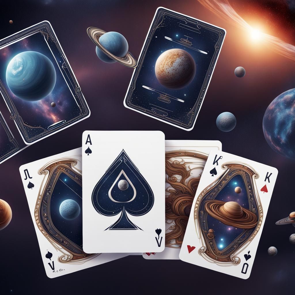 Space Themed Deck of Cards in Detailed Matte Painting