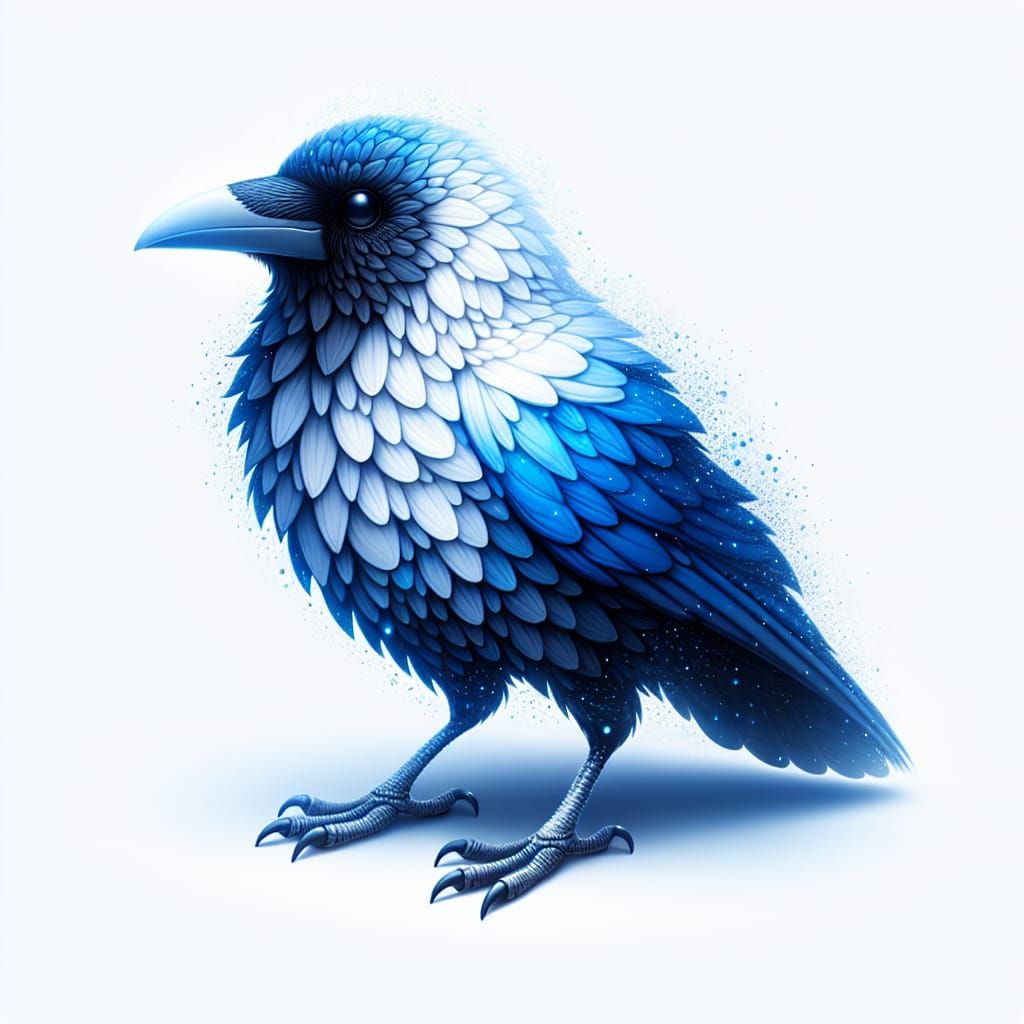 Light Blue Crow with White Feet
