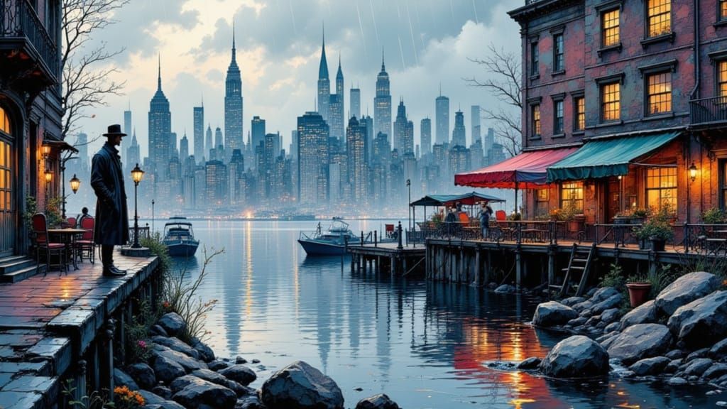 Waiting for a water taxi, New York harbor 1951.