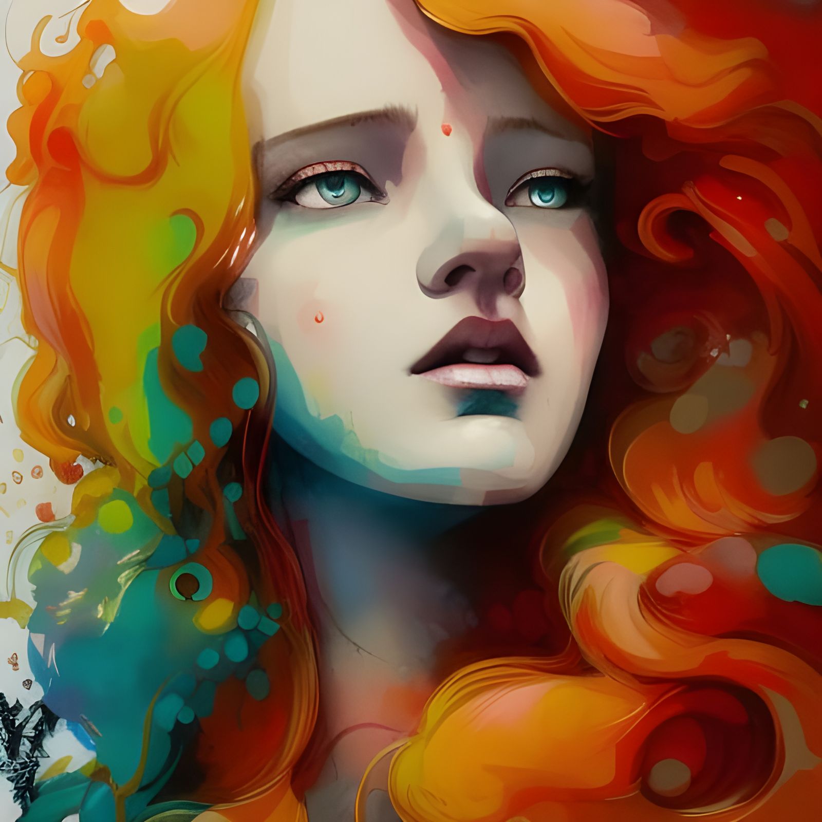 Beautiful Irish Girl with Flowing Red Hair