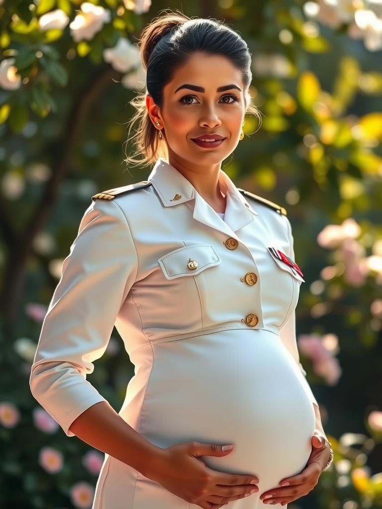 Pregnant marine military officer, 26 years old, radiating be...