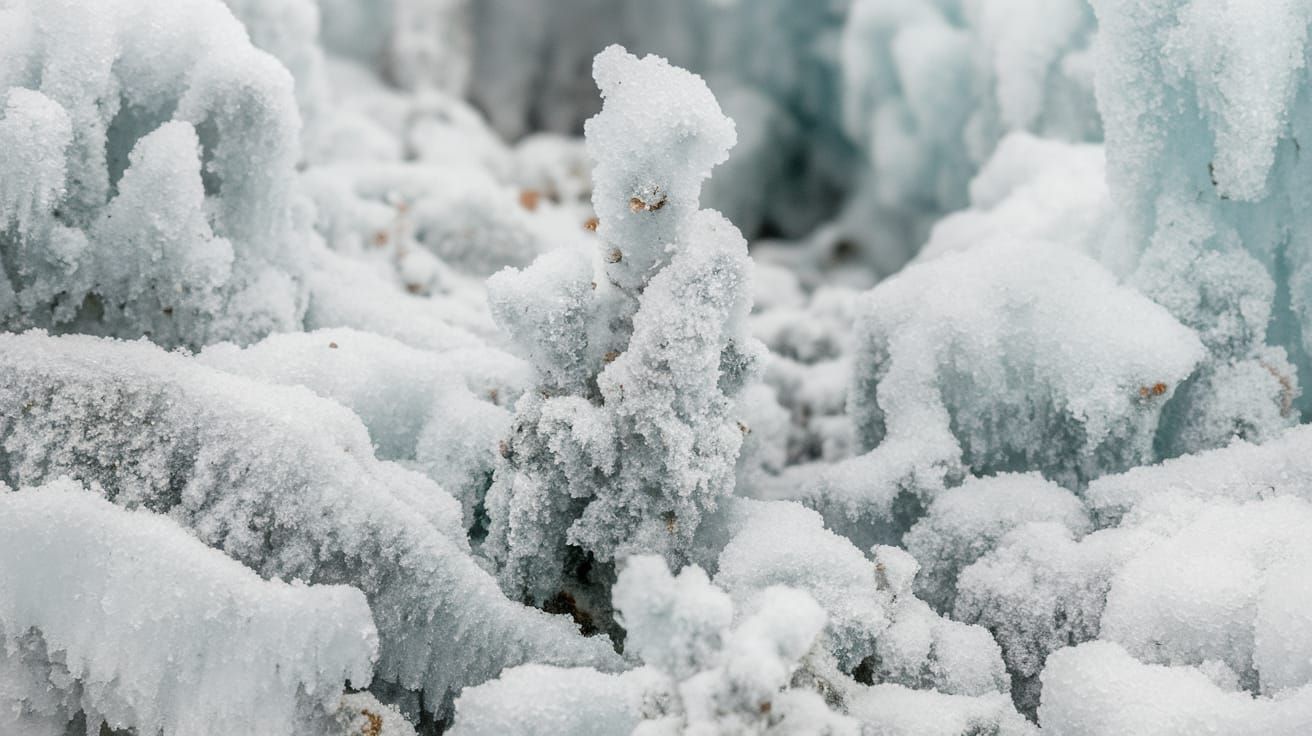 Frozen Abstract Art in Soft Grey and Cyan