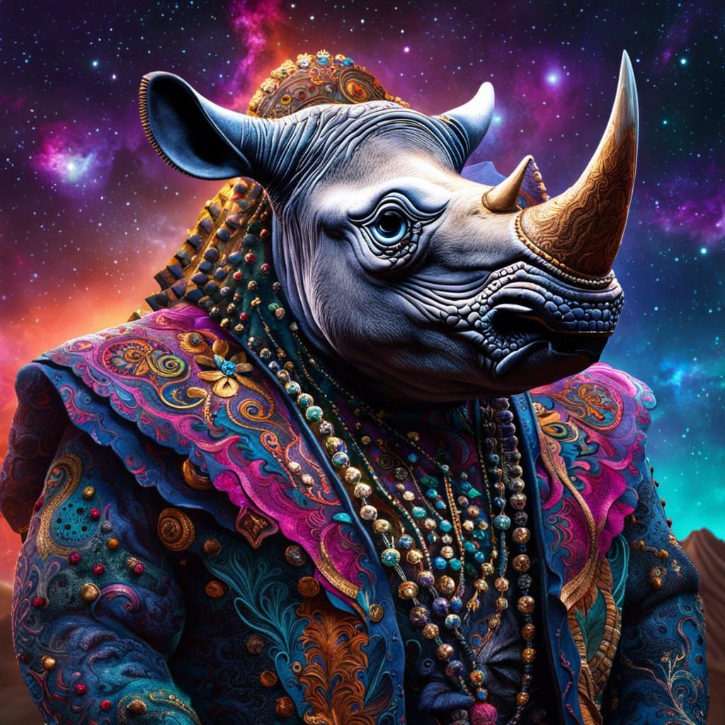 Psychotic Rococo Rhino in Milky Way Graveyard