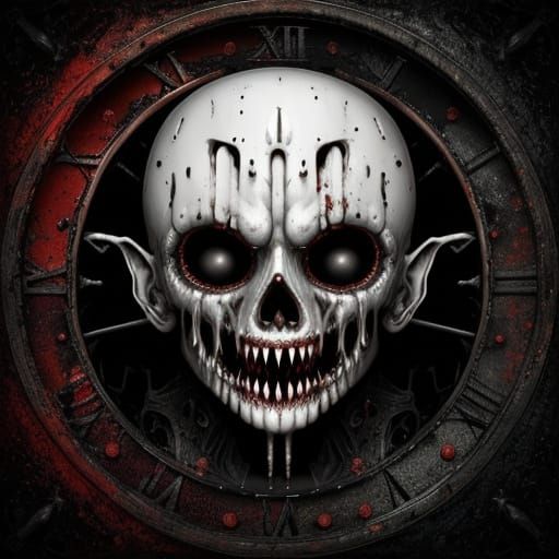 Surreal Melting Clock Face in Garish Colors