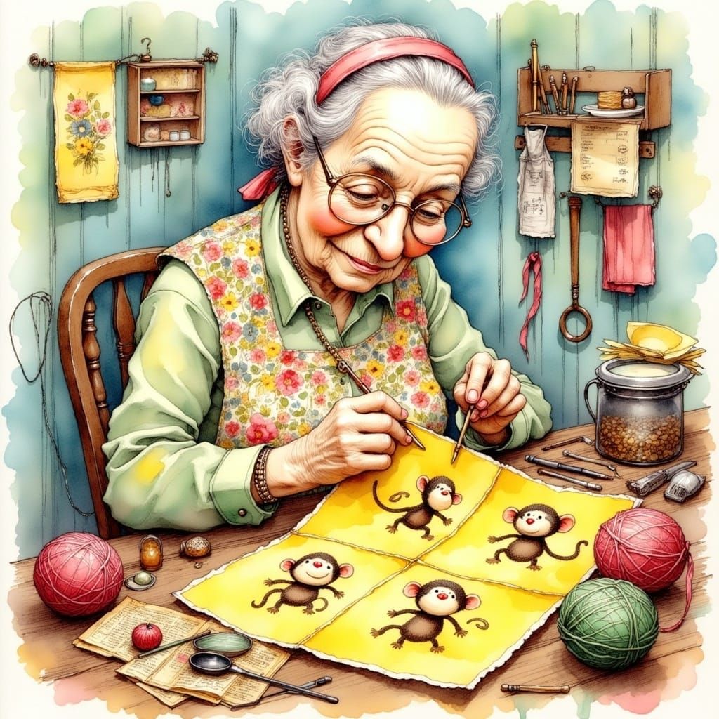 Elderly Quilter Creates Cozy Baby Quilt with Monkey Motifs