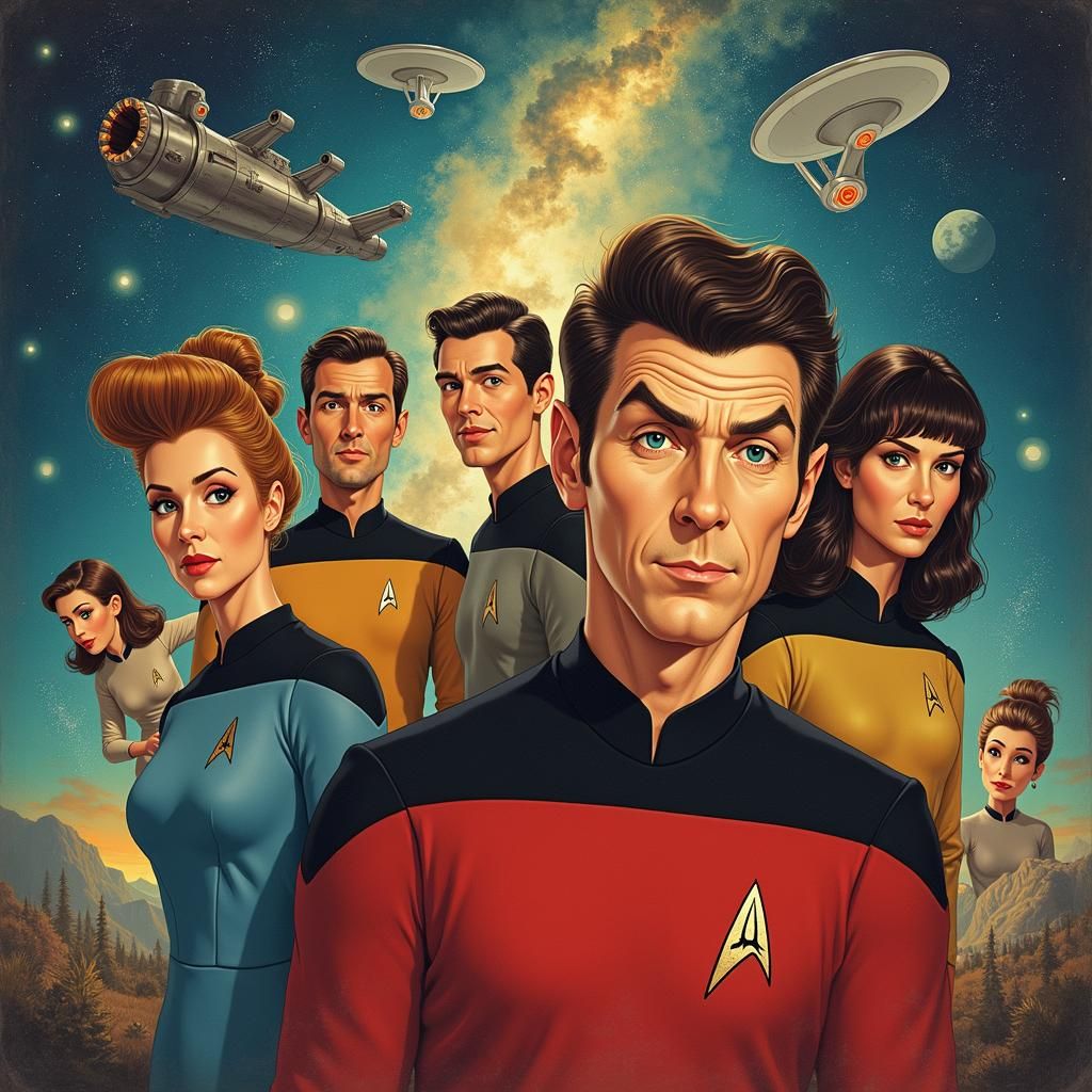Star Trek Crew in Whimsical Animated Style