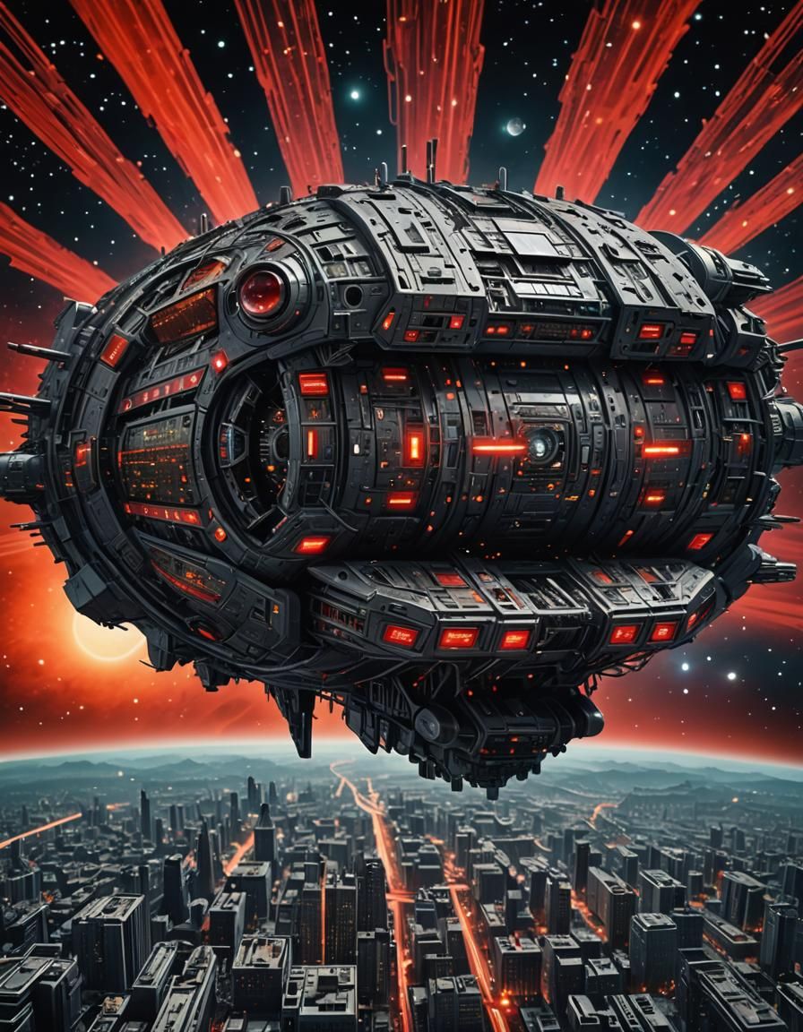 Dystopian Spaceship Cruises Through Circuitry Landscape