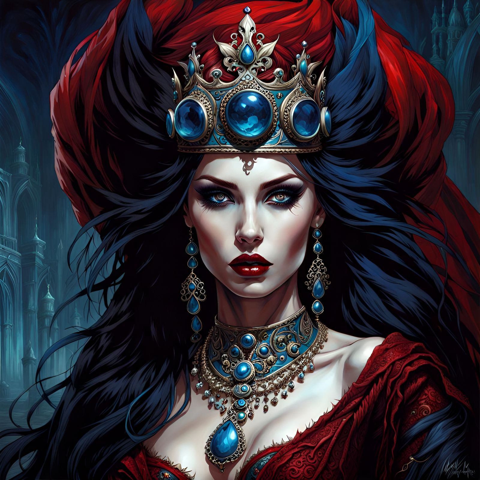 Gothic Zombie Woman with Snake Crown