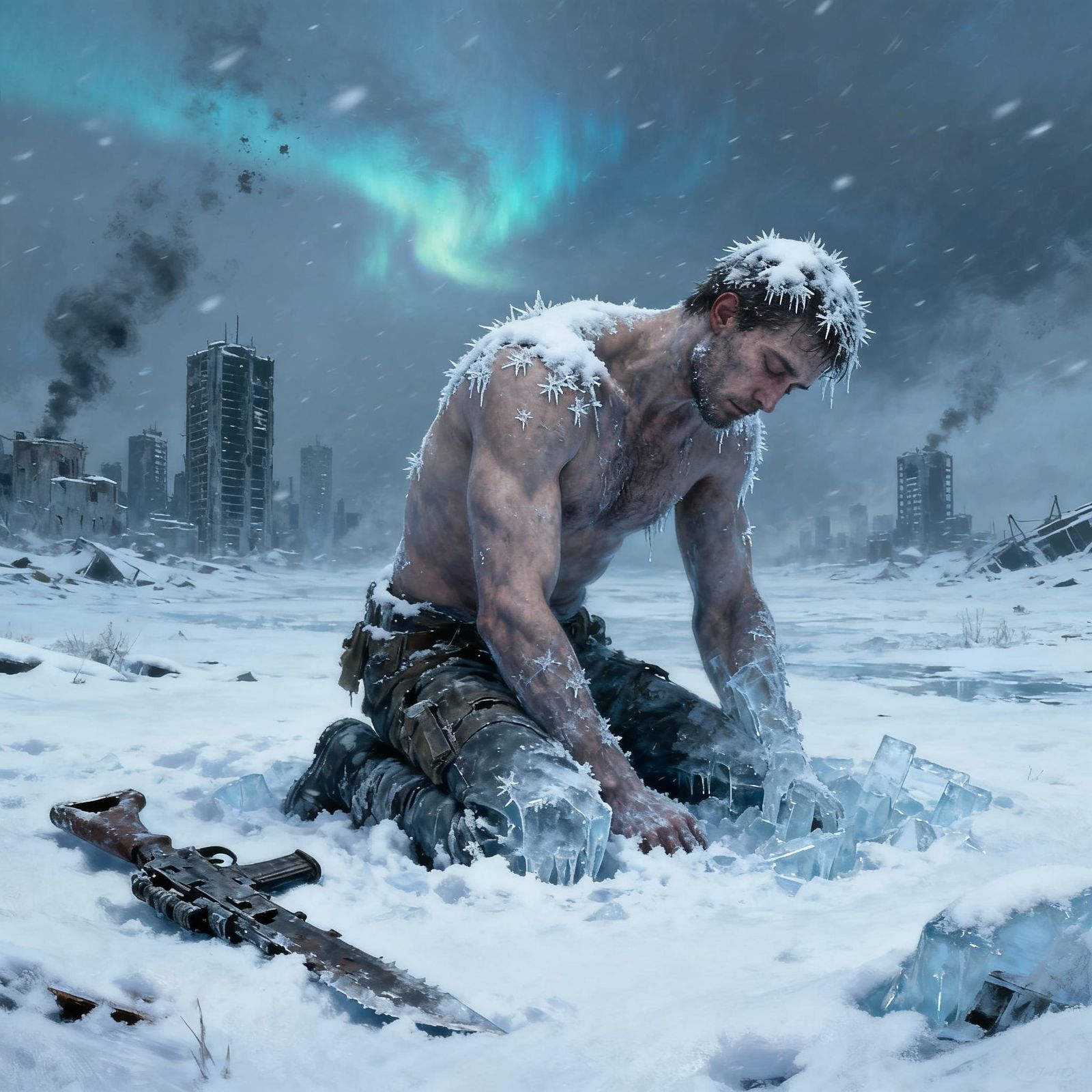 Nuclear Winter Survivor Frozen in Icy Wasteland