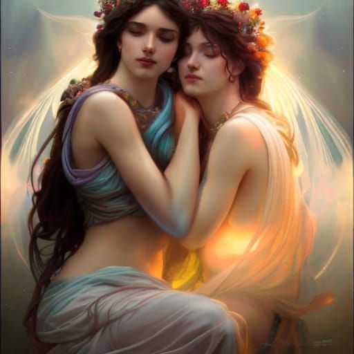 Goddesses in Love: Hyperdetailed Portrait