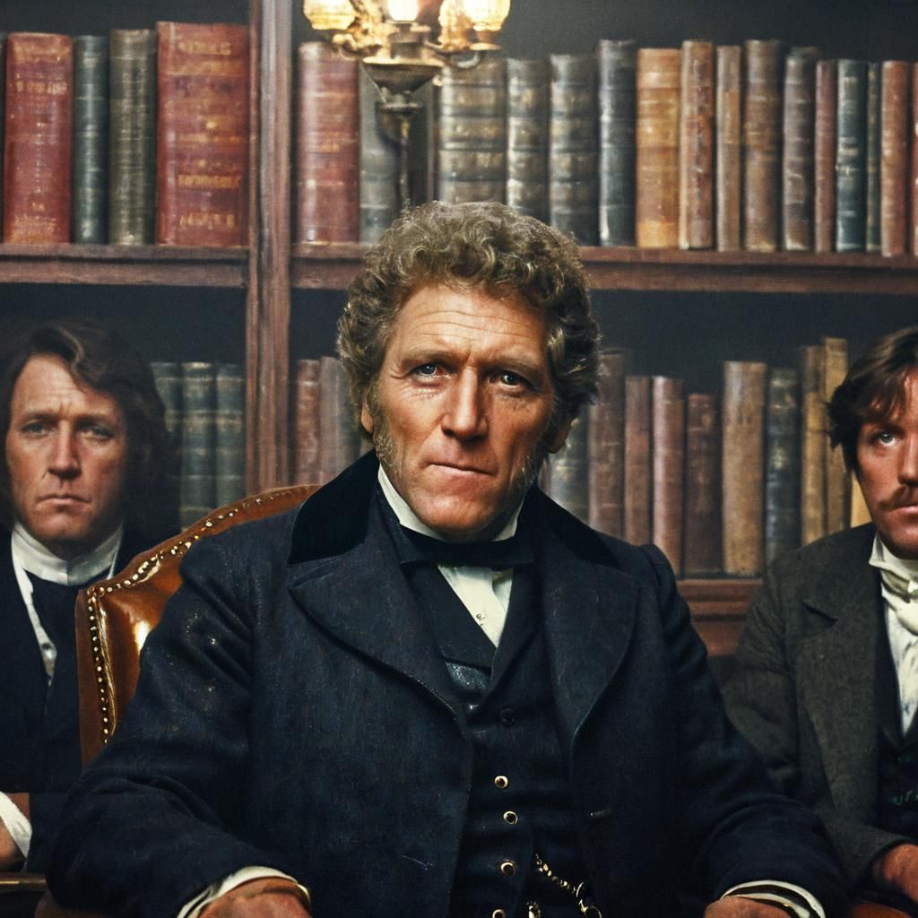 Victorian Gentleman in Dimly Lit Library