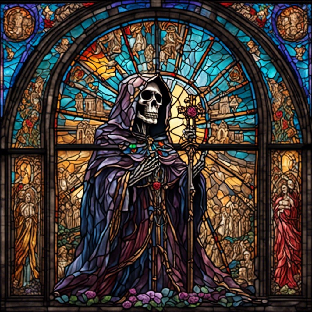 La Santa Muerte Church Stained Glass Art