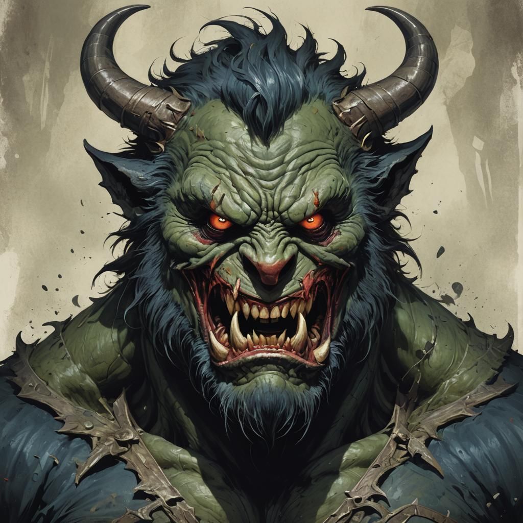 Sinister Cartoon Beast in Fantasy Art Style