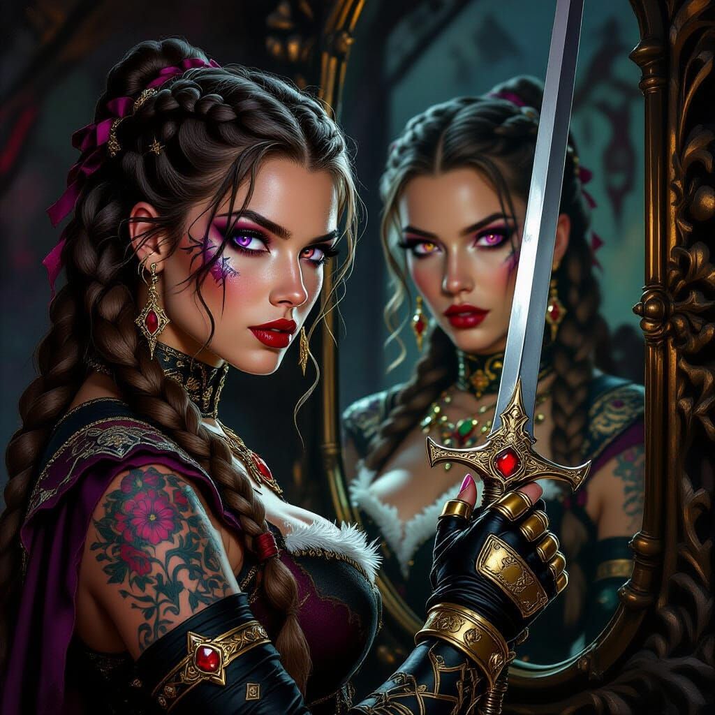 Dragon Princess Warrior with Heterochromatic Eyes