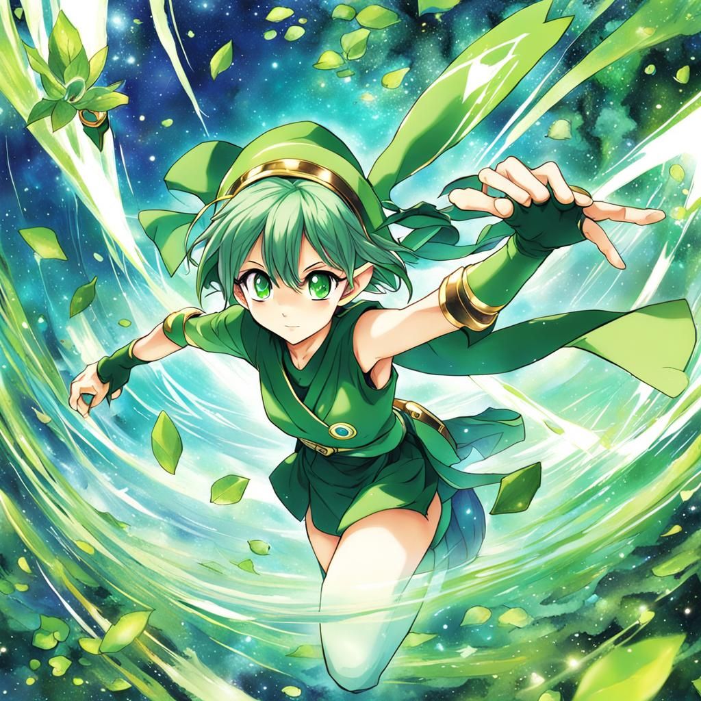 Saria from Zelda in Anime Key Visual Style