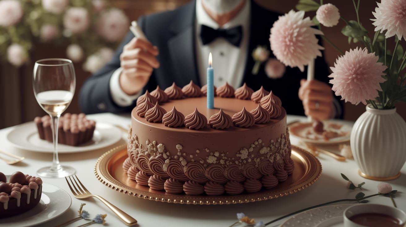 Elegant Birthday Celebration in 3D Anime Art Style