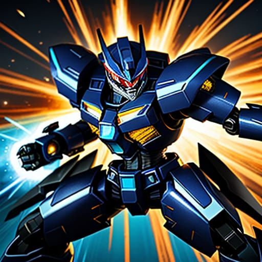 Epic Power Rangers Mecha Battle in Anime Style