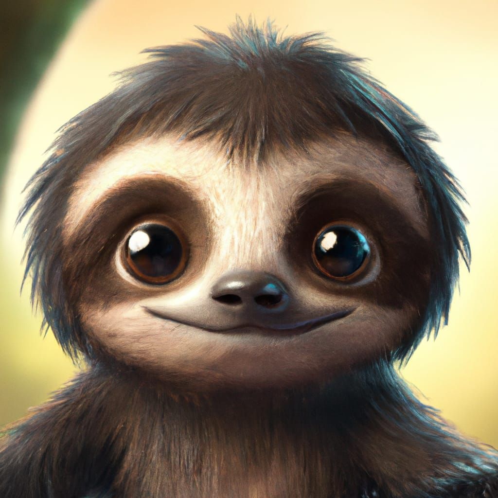 Adorable Goth Sloth Character in Digital Illustration