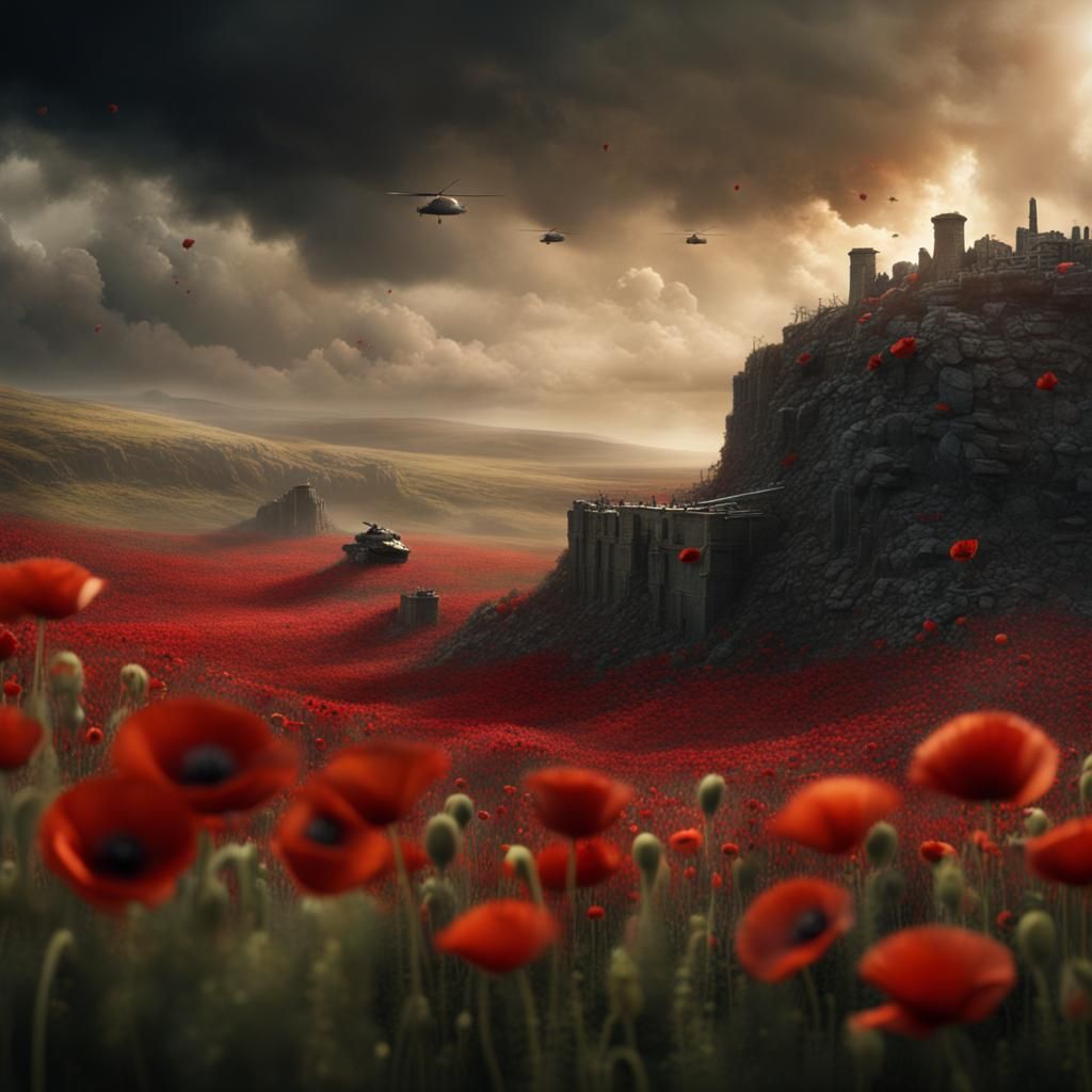 Remembrance Day Poppy Field: Epic Cinematic Painting