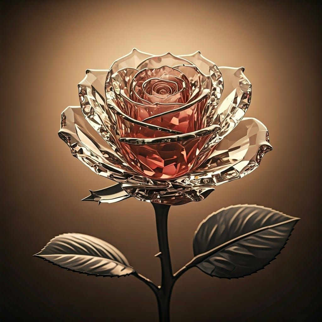 Crystal Rose in Cinematic Lighting with Intricate Crystals