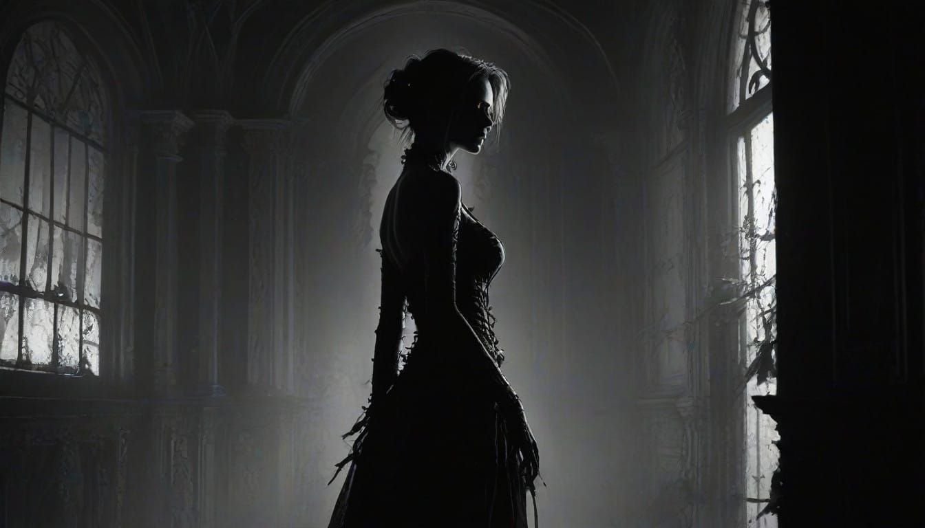 Ethereal Woman Amidst Decay