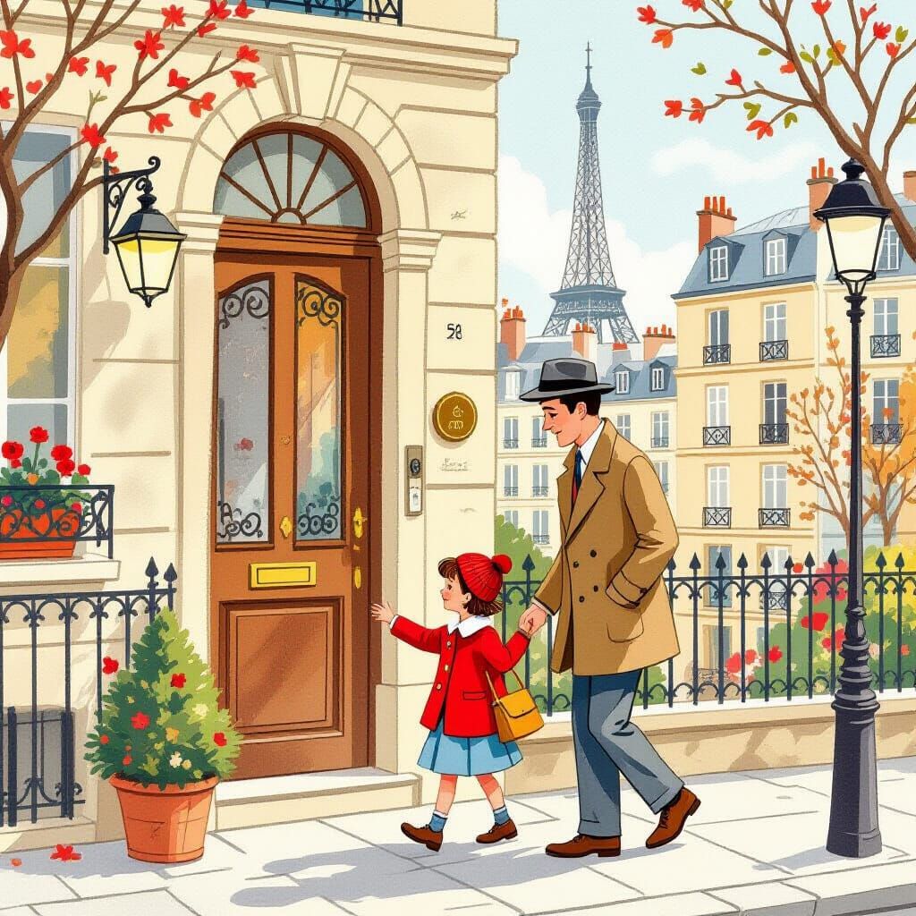 Parisian House in Marcel Marlier Children's Book Style