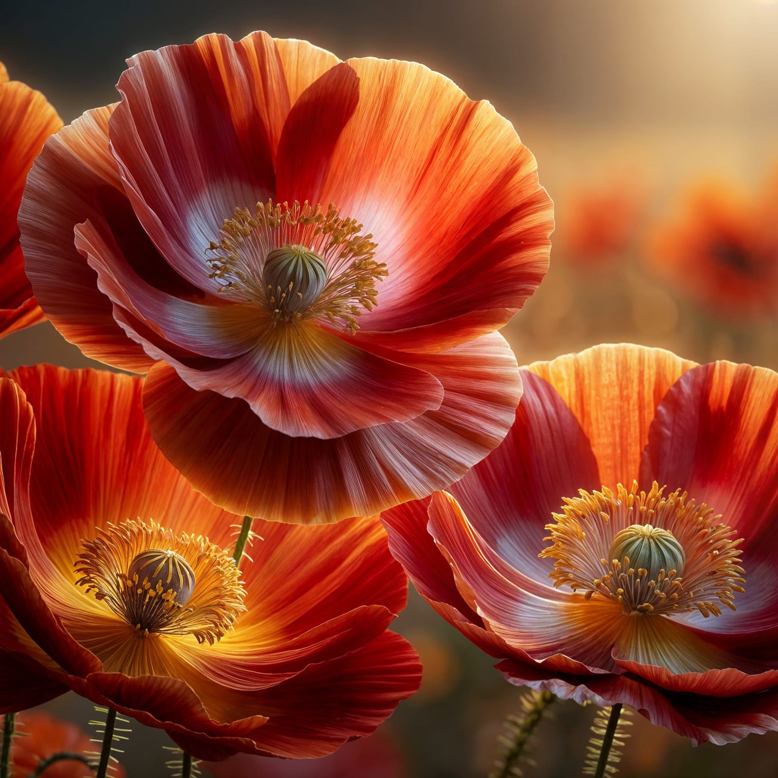 Hyper-Realistic Poppy Flowers in Natural Light