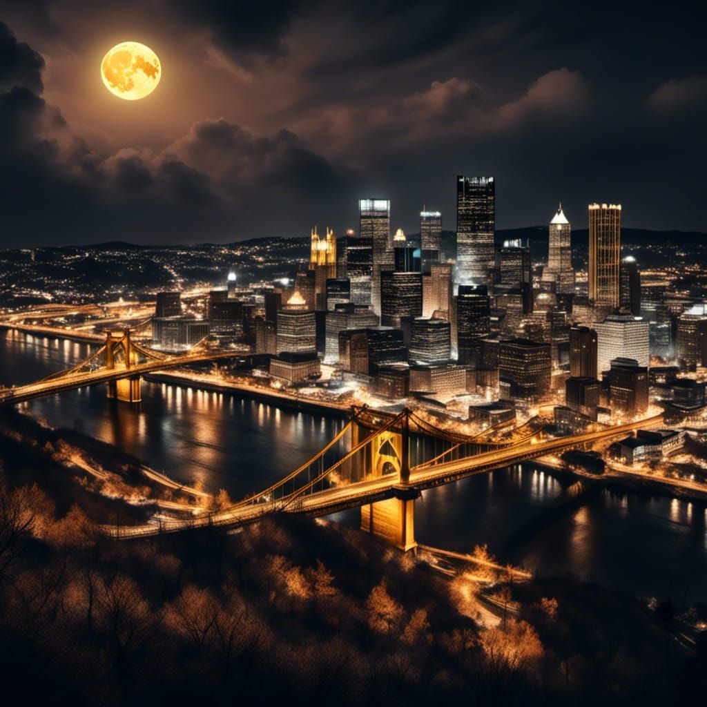 Pittsburgh Skyline at Night from Mount Washington