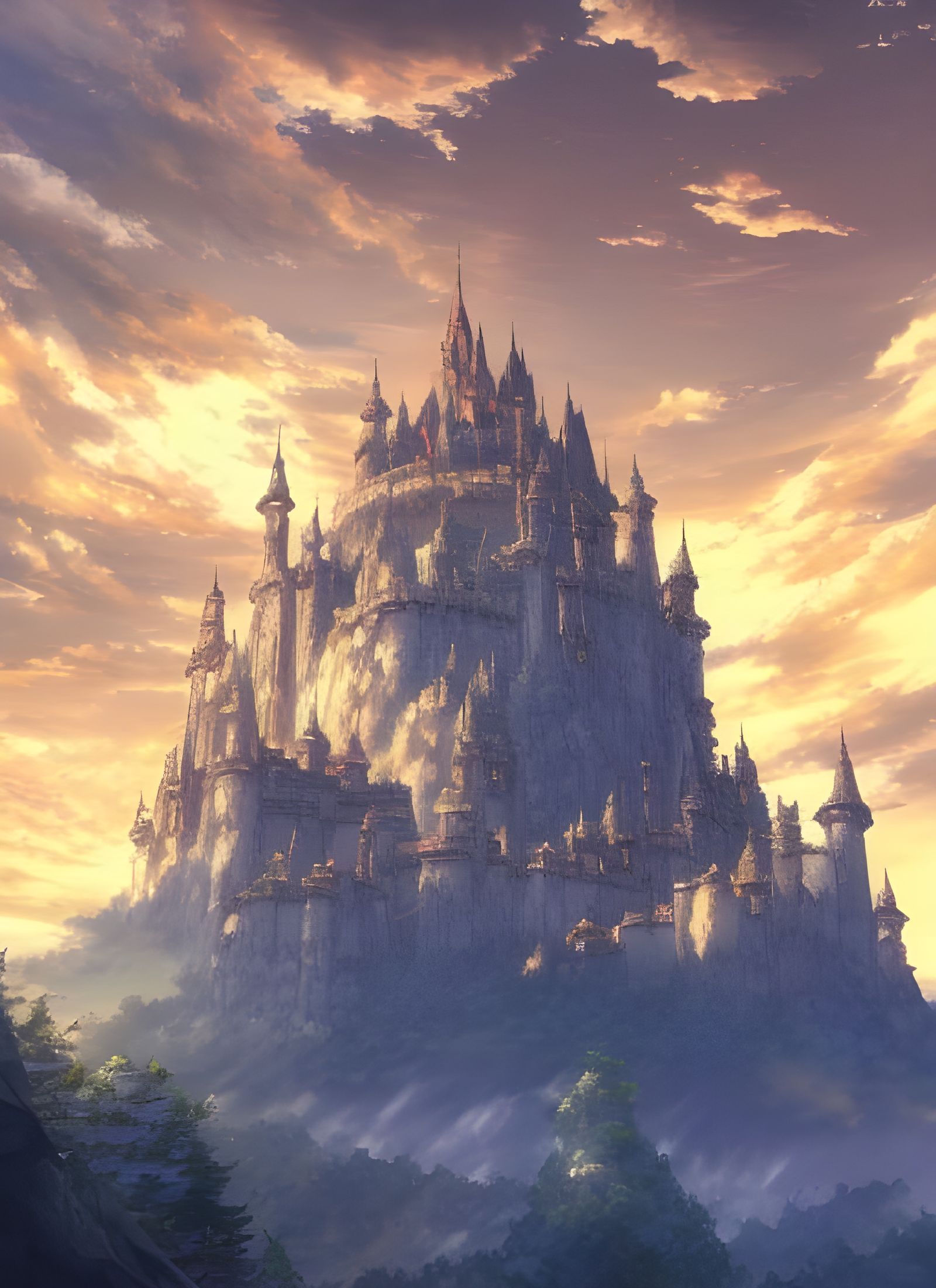 Epic Castle Under Sinister Clouds, Anime Style