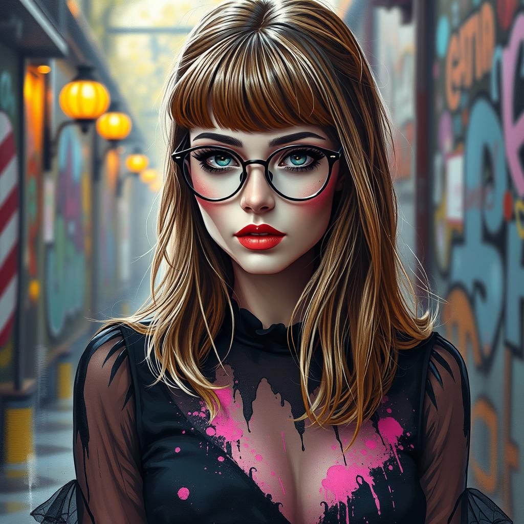 Halloween Graffiti: Mystical Woman in Street Art Style