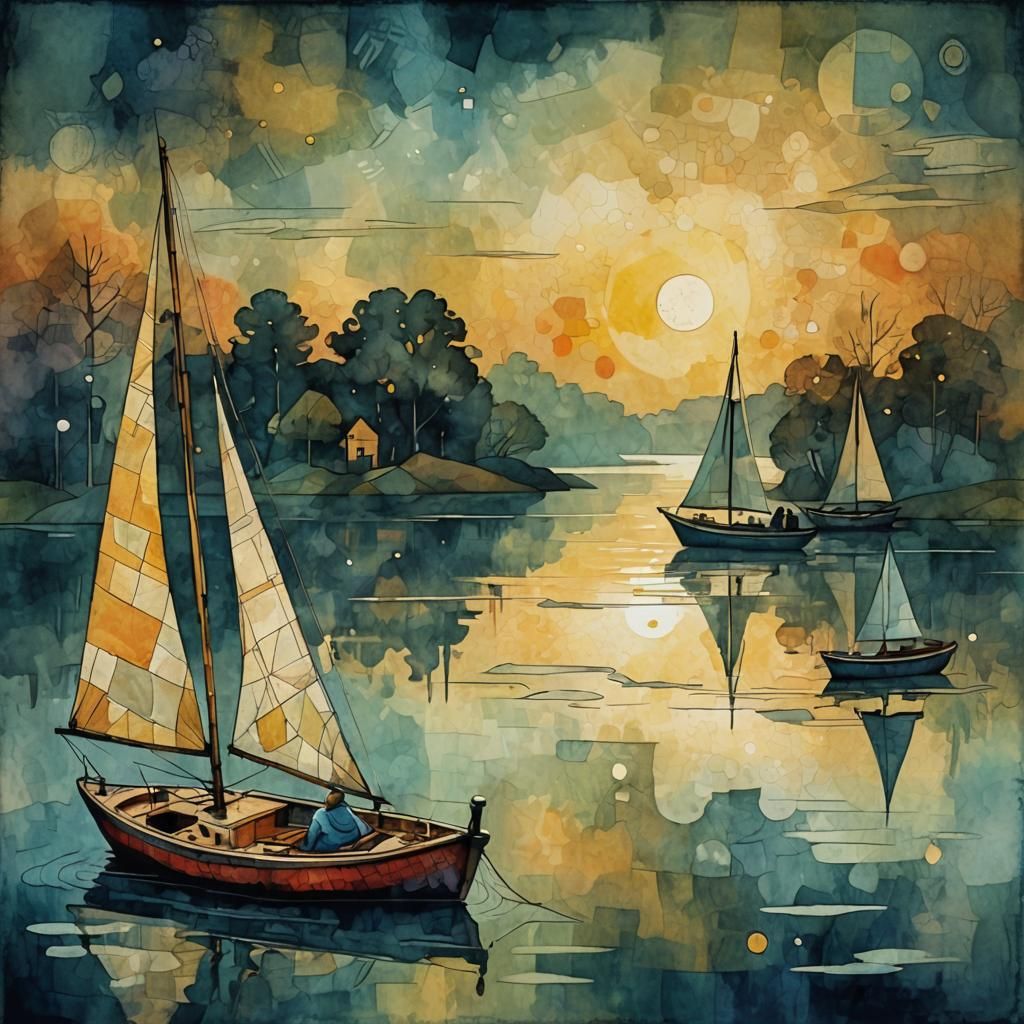 Sailor's Dream: Impressionist Painting in Moonlight