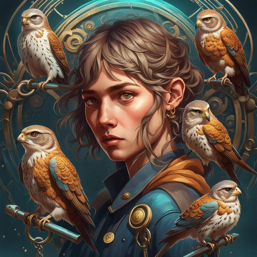 Keys and Locks Portrait in Art Nouveau Style