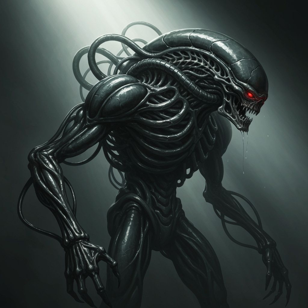 Biomechanical Alien Fused With Giger-Inspired Design