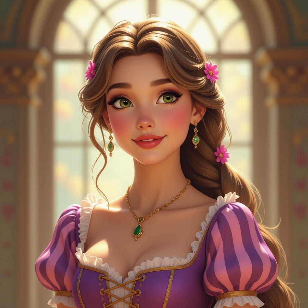 Rapunzel Portrait in Hyper-Realistic Digital Art Style