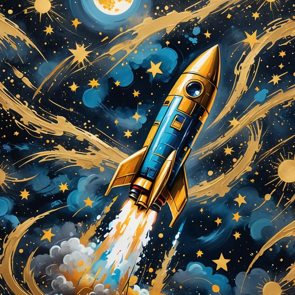 Graffiti Rocket Blasts Off to Moonlit Stars