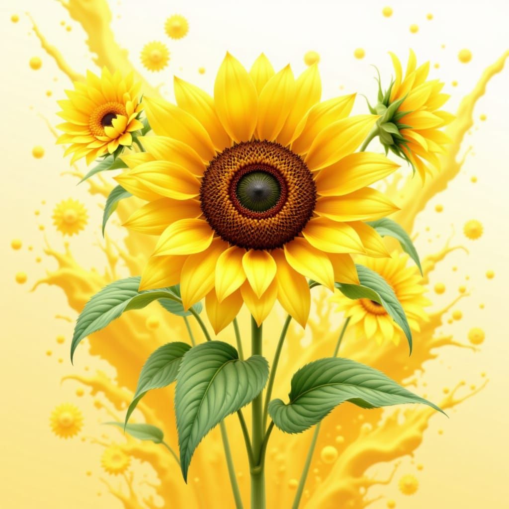Stunning Sunflower with Vivid Splash Art Background