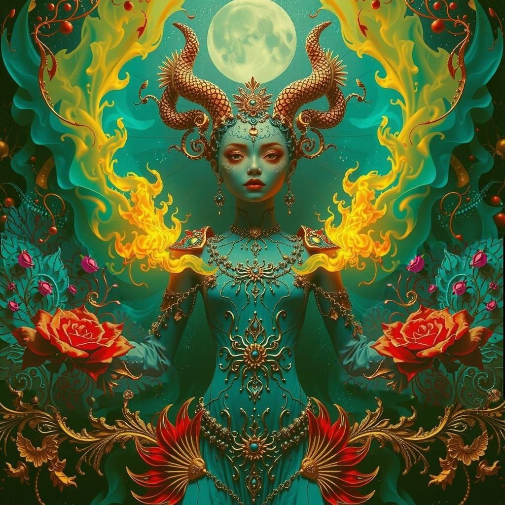 Psychedelic Flames: A Surrealistic Firestorm