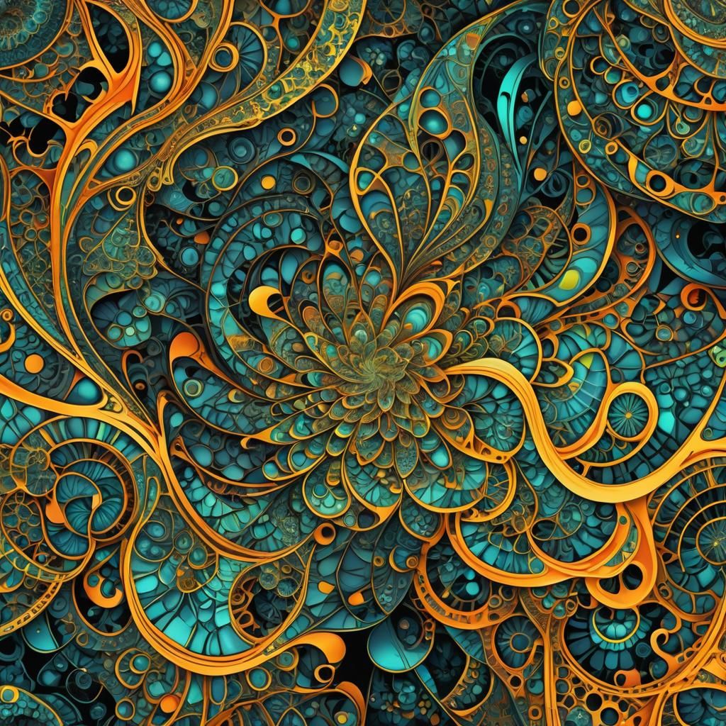 Vibrant Abstract Fractal Art in Neon Colors