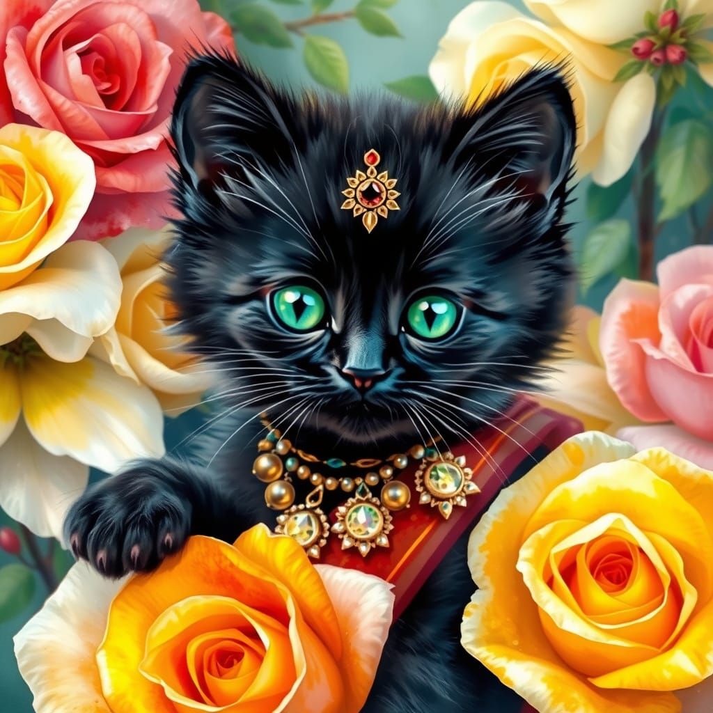 Surreal Bride Kitten in Whimsical Watercolour