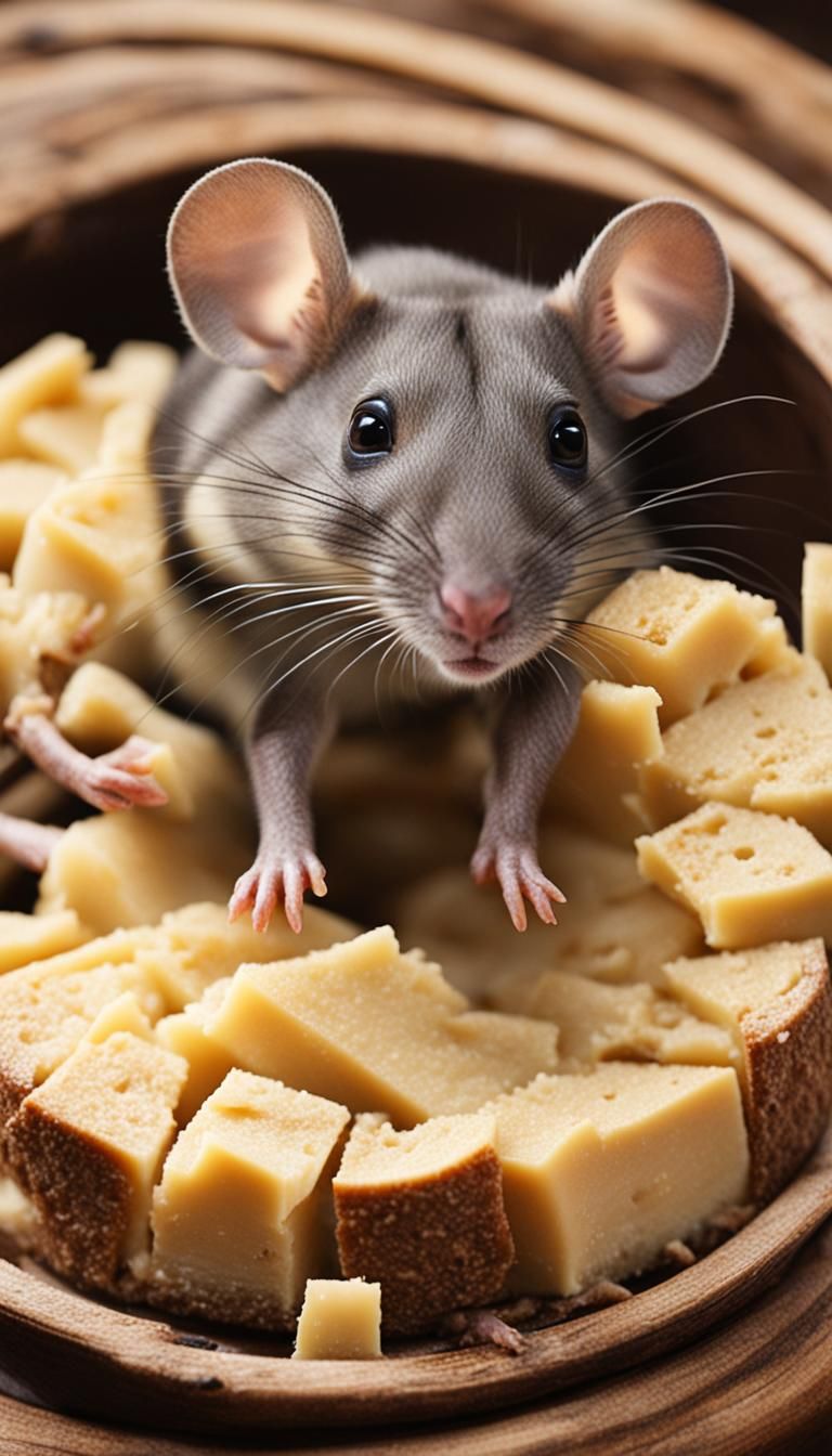 Mouse in Gruyere Cheese Wheel