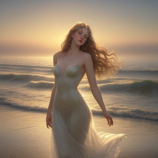 Dancing Nymphs in an Ethereal Coastal Scene