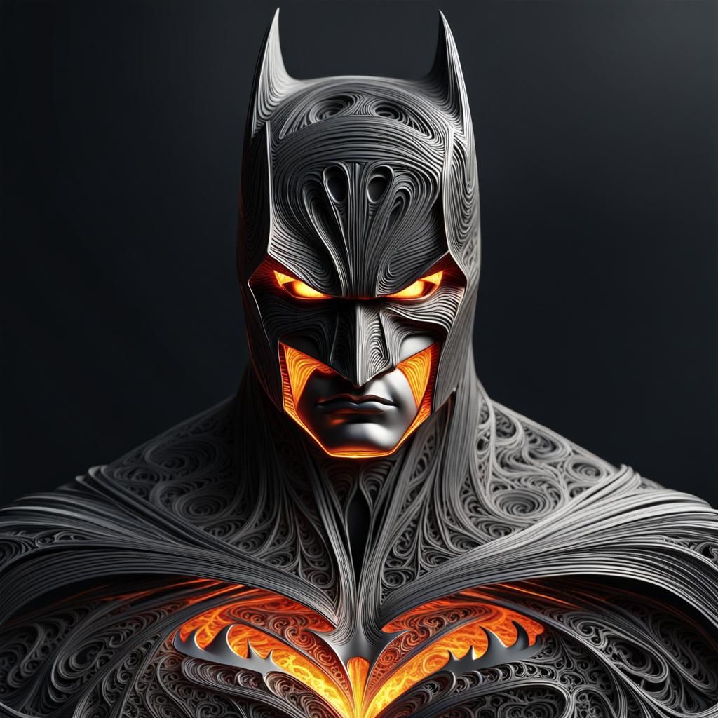 Fiery Metal Batman Sculpture in Gotham