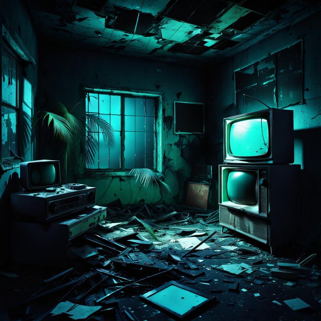 Hyperrealistic Abandoned Teen Room in the Dark