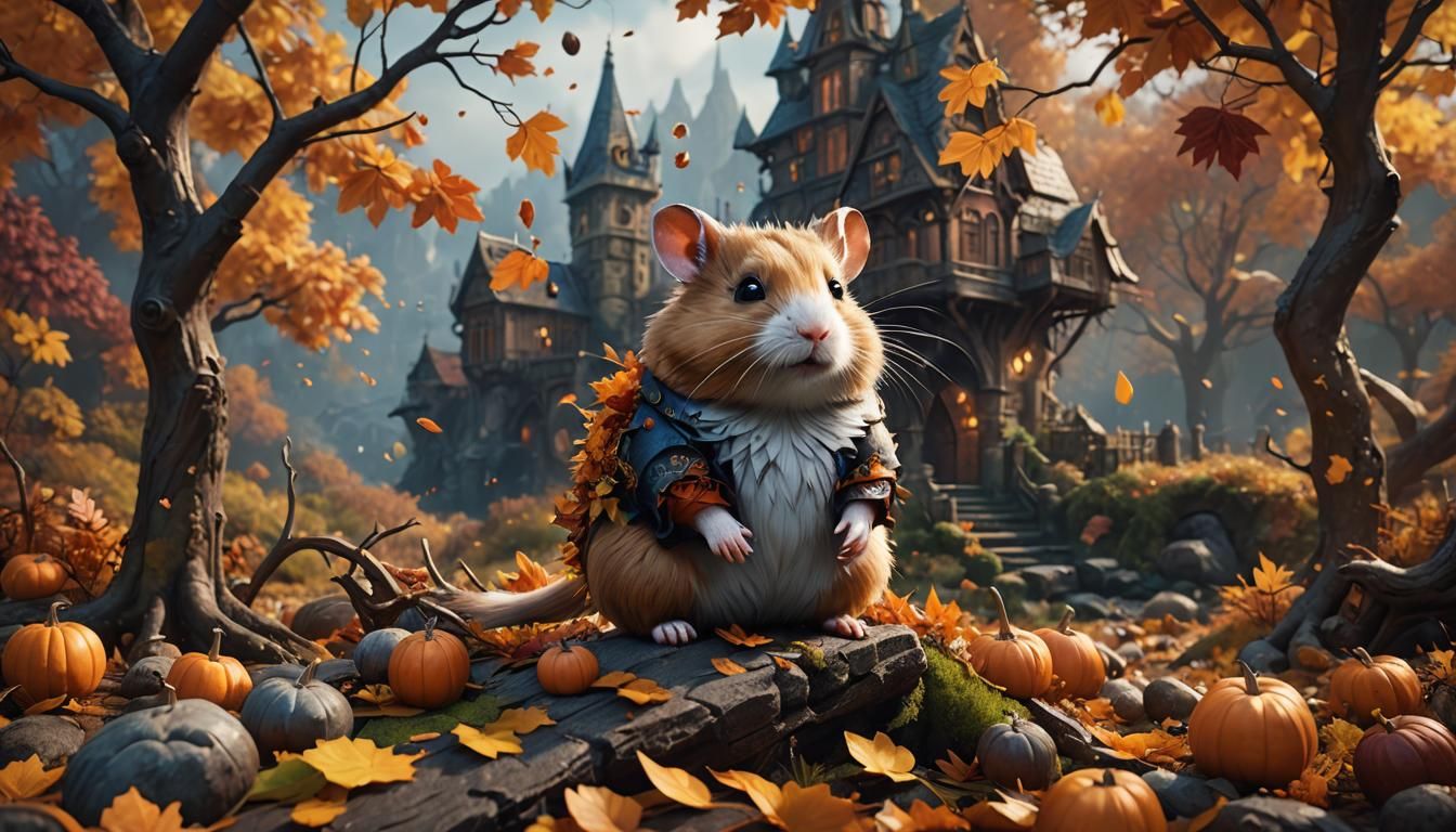 Autumn Hamster Detailed Matte Painting