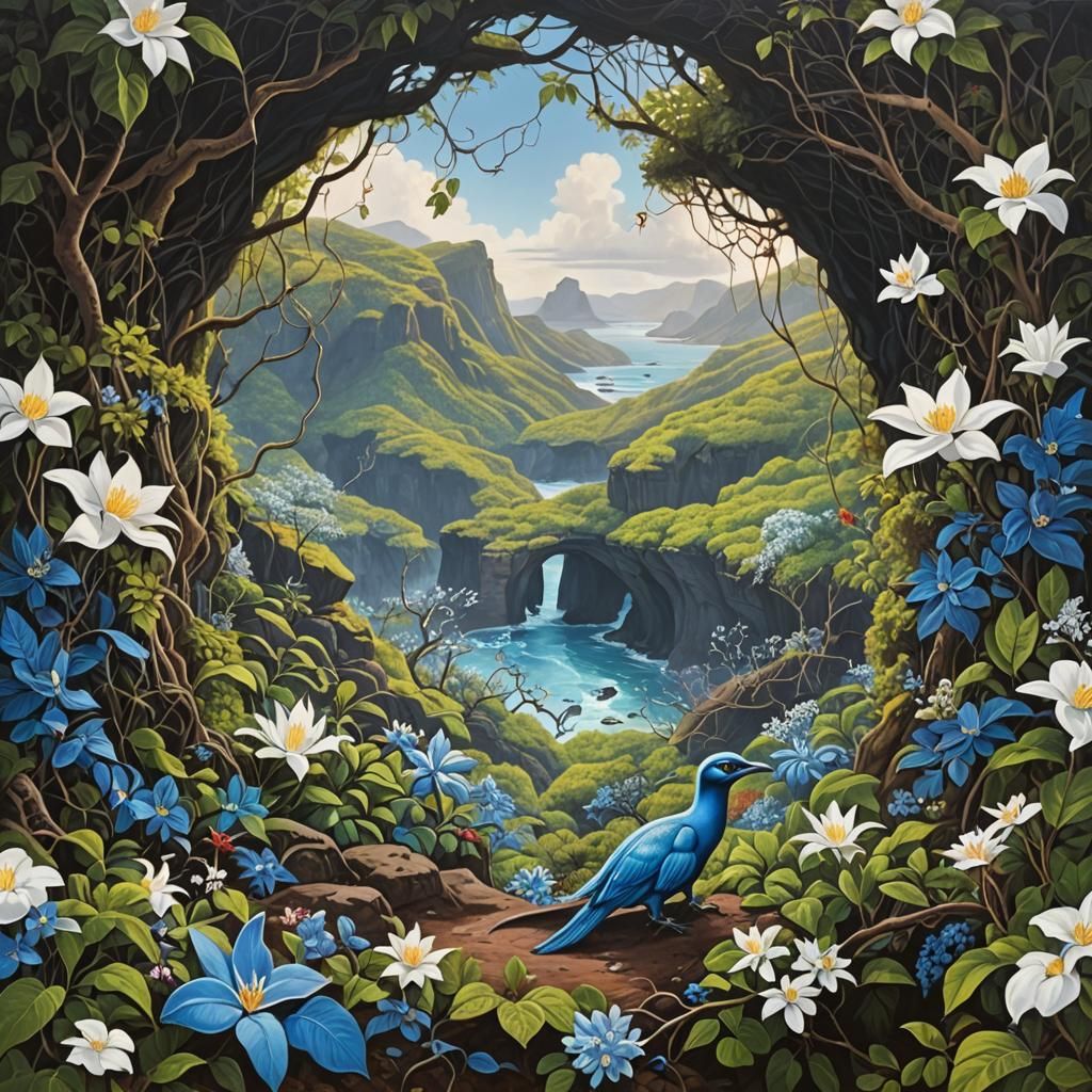 Alien Portal on Galapagos Cliff, Luchador Art