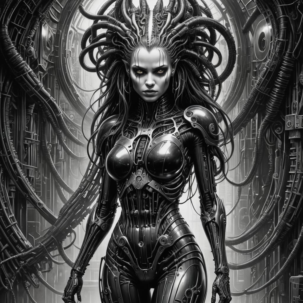 Gothic Cyberpunk Beauty in Hyperrealistic Art Style