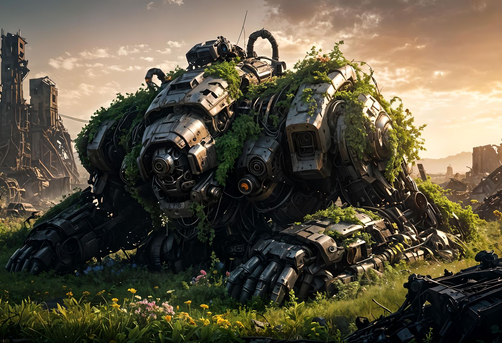 Post-Apocalyptic Mecha Portrait in Photorealistic Style